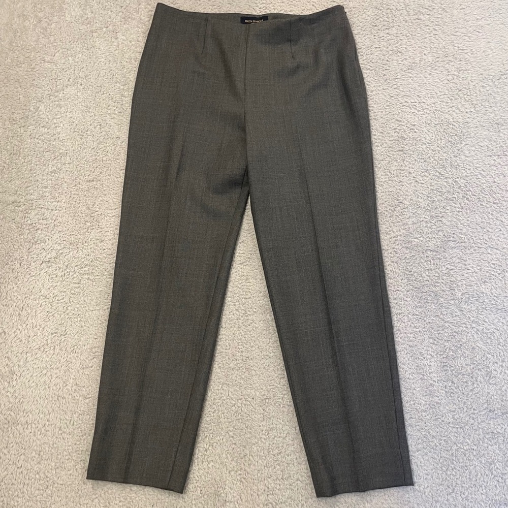Piazza Sempione Audrey Trousers Women IT 44 US 8 Grey Wool Blend Side Zip Italy